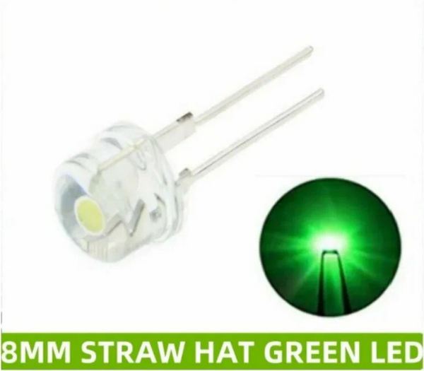 СВЕТОДИОД 8 mm 0,5W green straw hat (GLO)
